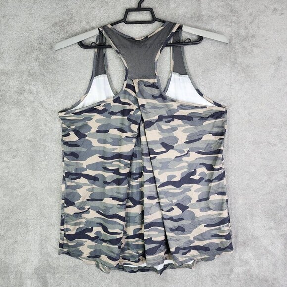 Womans ForeTond  Green Tan Black Camo Tank Top Racer Back Polyester Stretch XL - Picture 4 of 8